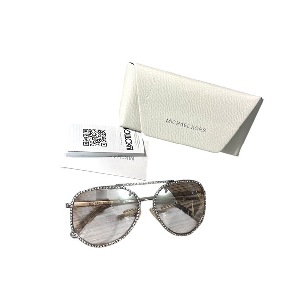 Michael Kors Silver Crystal Aviator Sunglasses - Picture 1 of 4